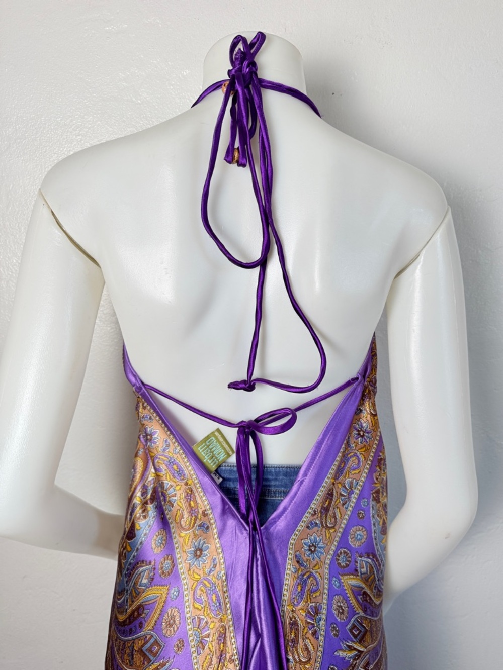 Urban Nomad Purple Paisley Halter Maxi Handkerchief Dress S - Picture 9 of 10
